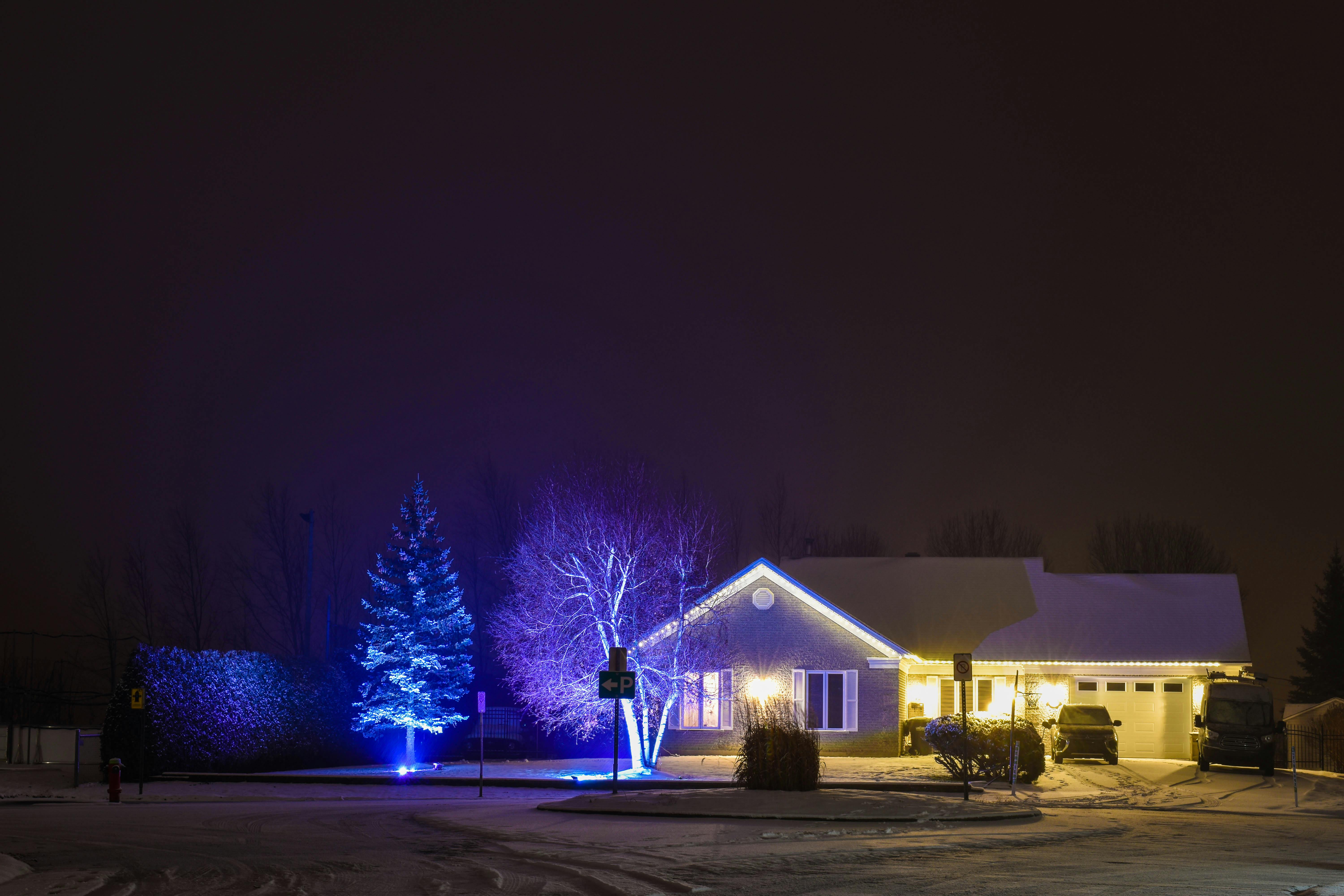 Full property Christmas lighting display