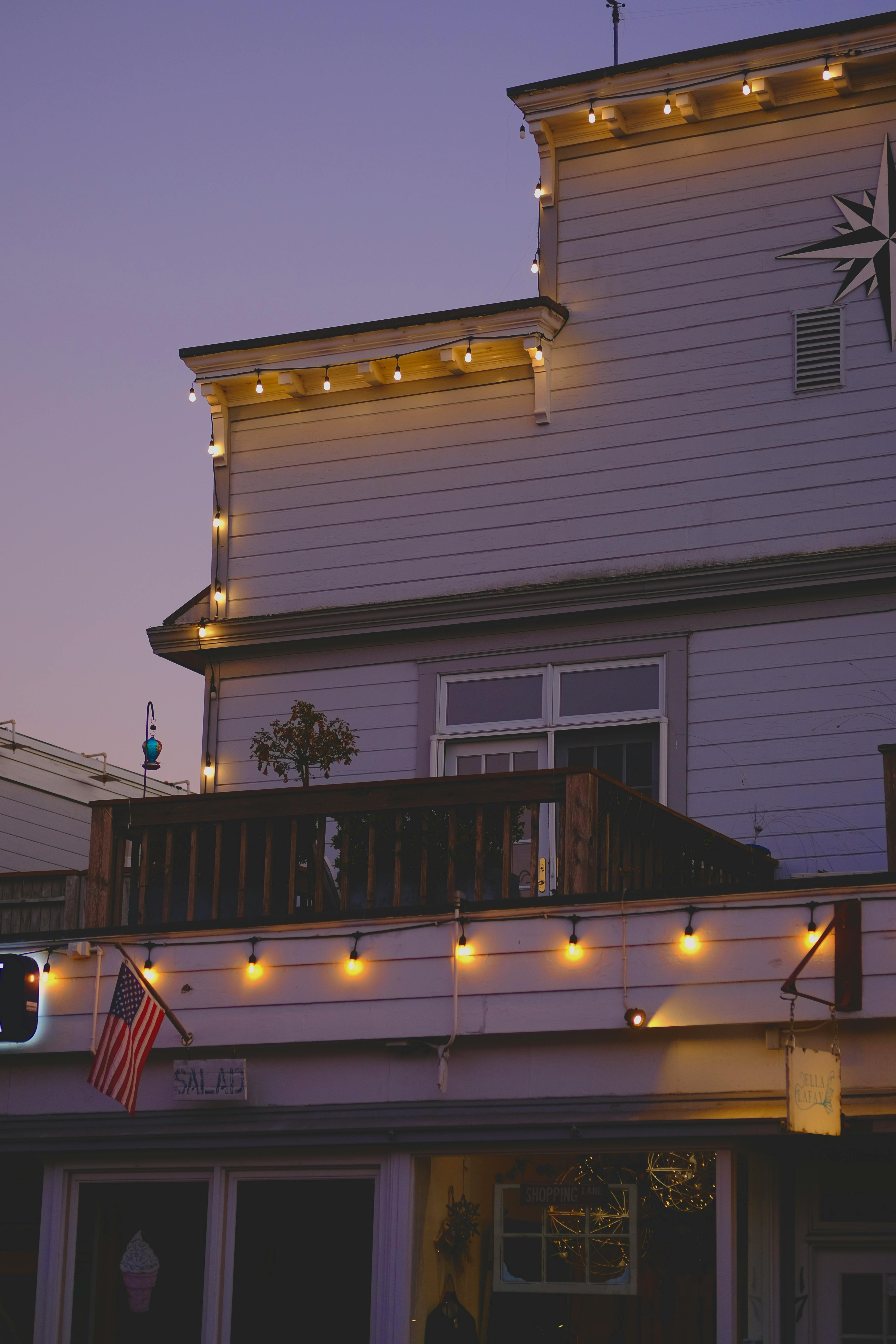 Warm white Christmas lights on Texas home